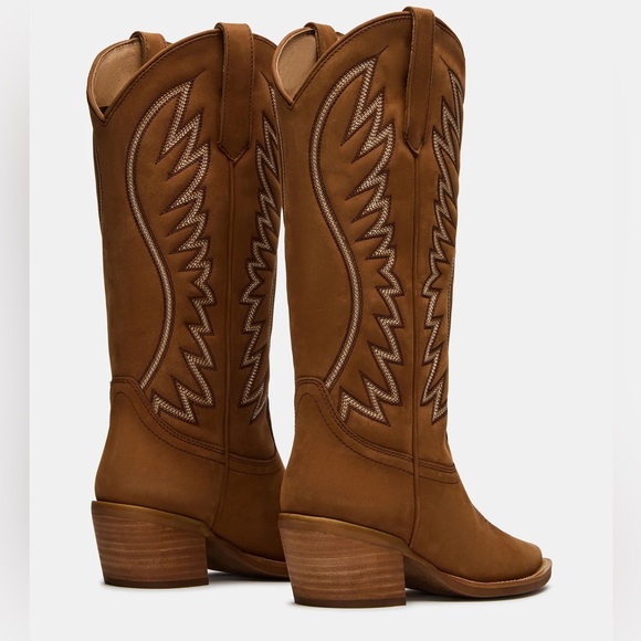 Steve Madden Brown Western Knee-High Heeled Boots - Picture 2 of 5